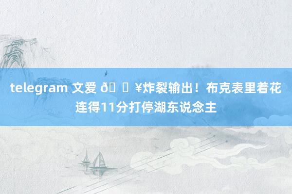 telegram 文爱 💥炸裂输出！布克表里着花连得11分打停湖东说念主